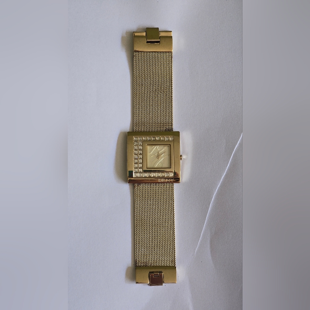 DKNY Gold Square Face Mesh Watch